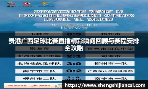 贵港广西足球比赛直播精彩瞬间回顾与赛程安排全攻略