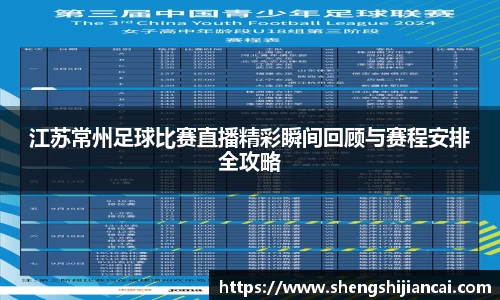 江苏常州足球比赛直播精彩瞬间回顾与赛程安排全攻略