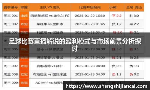 足球比赛直播解说的盈利模式与市场前景分析探讨